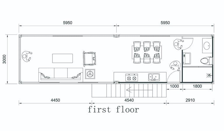 1BHK Duplex Prefab House with Rooftop Deck, Fully Furnished Modular Kitchen and Washroom Interiors, 592 sq. ft, Tiny House, Prefab Container House, Easy Setup 6
