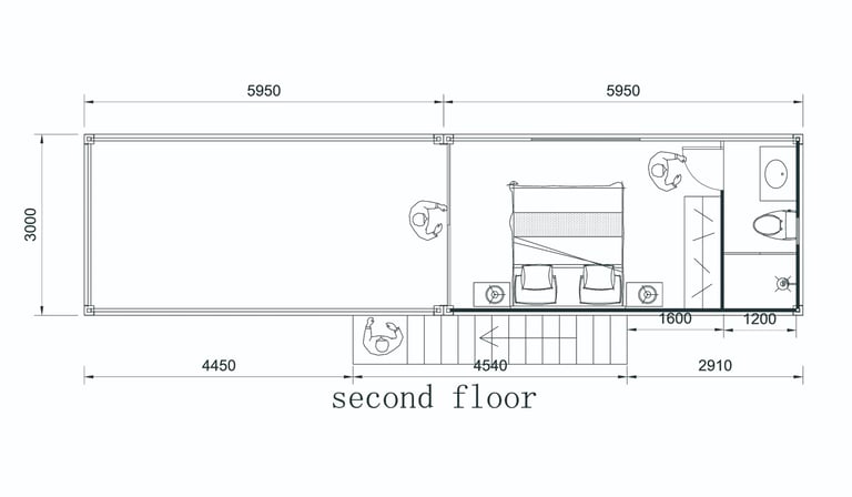 1BHK Duplex Prefab House with Rooftop Deck, Fully Furnished Modular Kitchen and Washroom Interiors, 592 sq. ft, Tiny House, Prefab Container House, Easy Setup 7