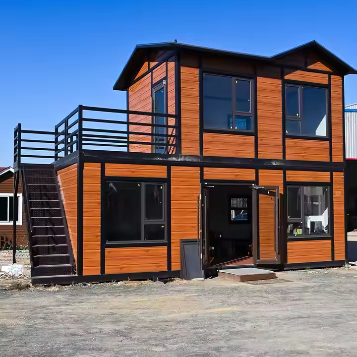 2 &#8211; Storey, 2 &#8211; Bedroom Prefab Villa Tiny House with Rooftop Terrace, Rustic &#8211; Look Exterior, Energy &#8211; Efficient Windows, Kitchen &#8211; Bathroom &#8211; Ideal for Modern Family Living 4