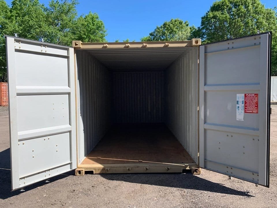20′ x 8′ x 8.5′ Tall– Wind and Watertight Off Rent Used Shipping / Storage Container – Beige 2