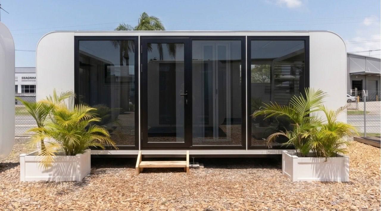 6m office pod with bathroom & bedroom