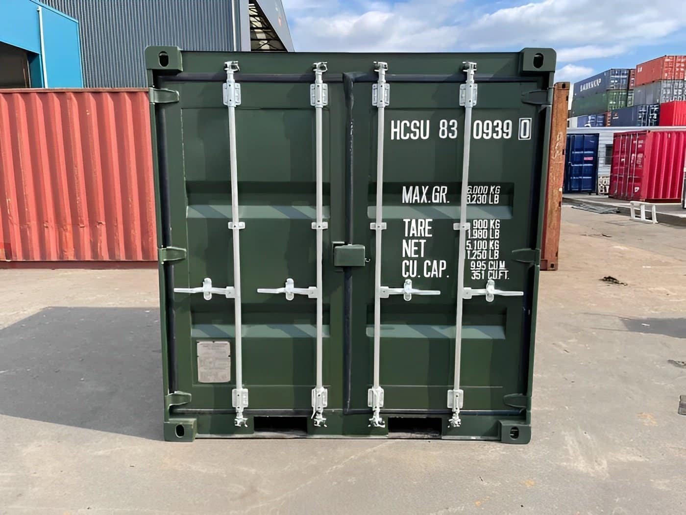 8ft One Trip Green Steel Shipping Container – ISO Certified & Durable 2