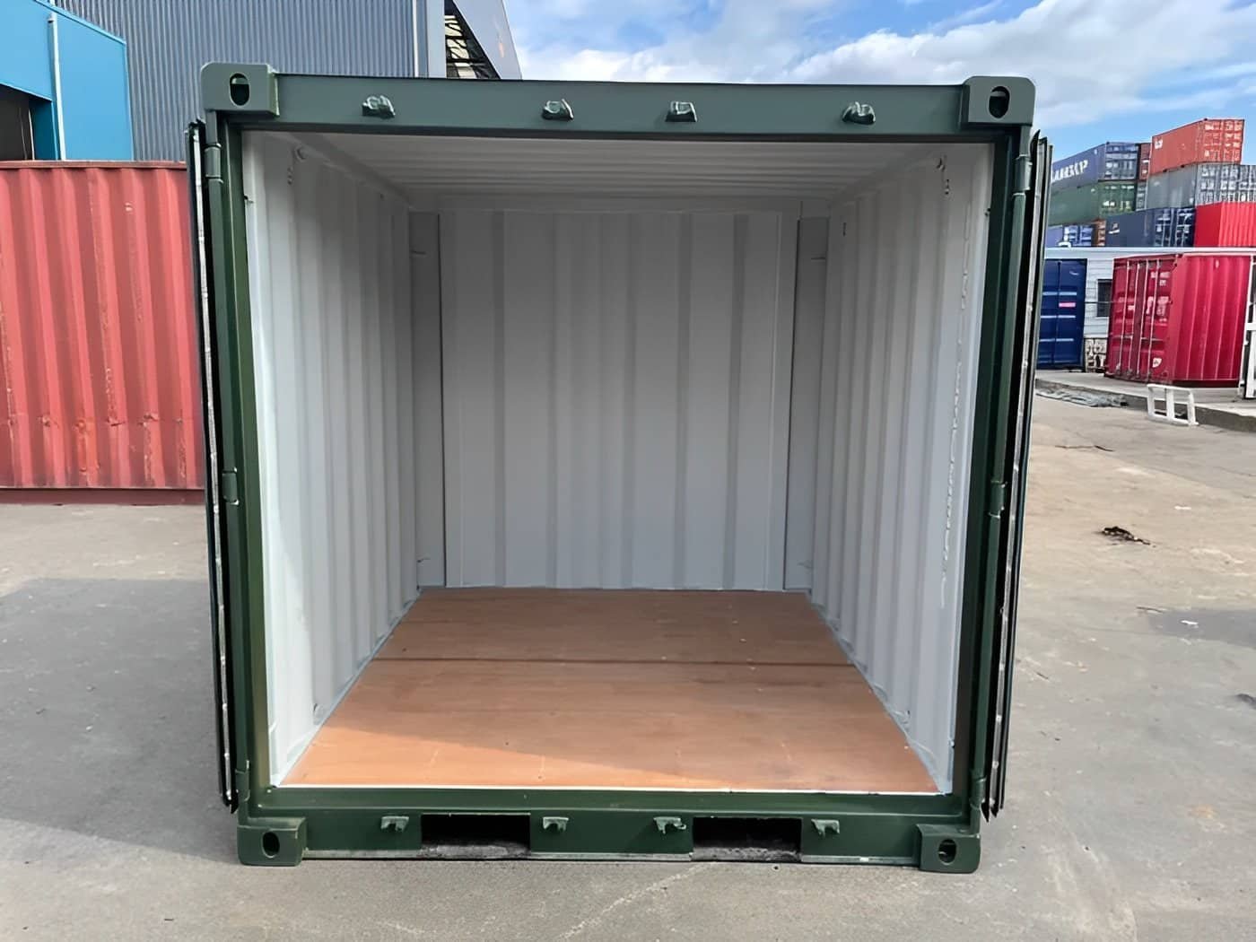 8ft One Trip Green Steel Shipping Container – ISO Certified & Durable 6
