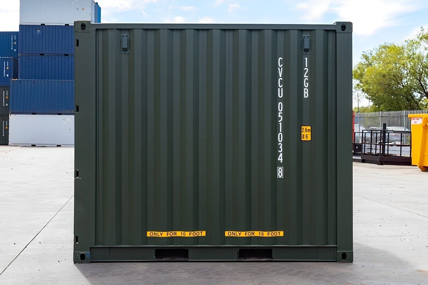 Heavy-Duty 10ft x 8ft One-Trip Green Steel Shipping Container 2