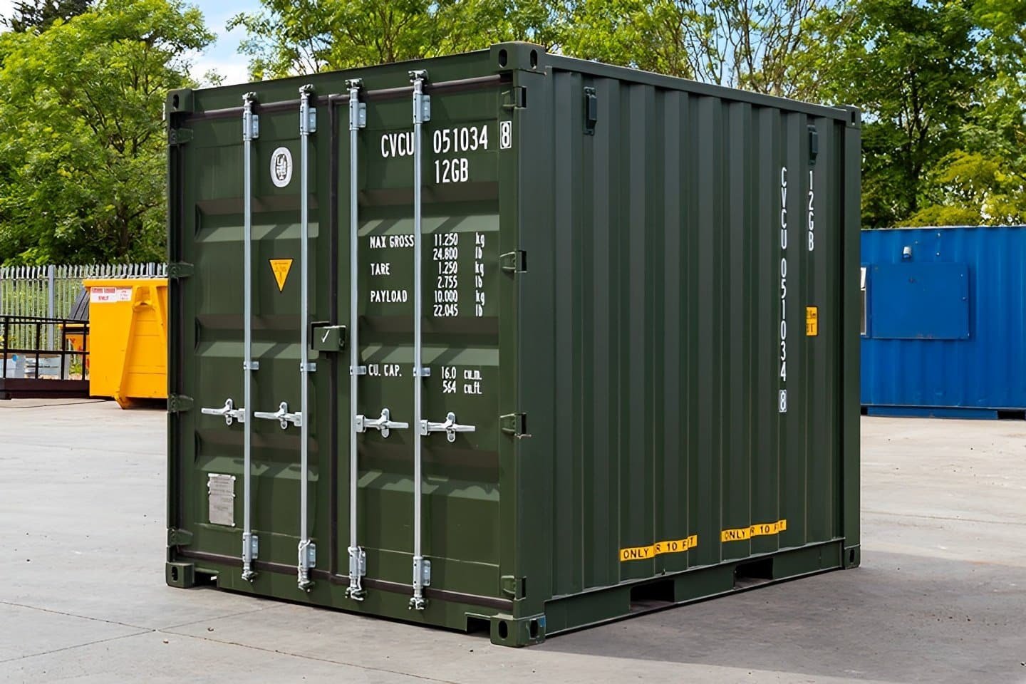 Heavy-Duty 10ft x 8ft One-Trip Green Steel Shipping Container