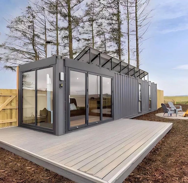Luxury 1BHK 1BATH Tiny Home with Rooftop Deck, Container Home with Elegant Wooden Frame for Families, Fully Furnished Modern 2 Hour Set-Up, Customizable 8